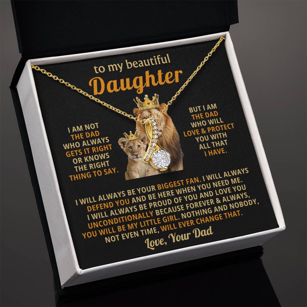 To My Beautiful Daughter Necklace - I will always be your biggest fan - Gift for Daughter from Dad - Alluring Beauty Necklace