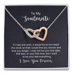 To My Soulmate Necklace - Long Distance Relationship Soulmate Gift for Romantic Occasions - Interlocking Hearts Necklace
