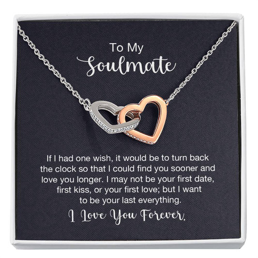 To My Soulmate Necklace - Long Distance Relationship Soulmate Gift for Romantic Occasions - Interlocking Hearts Necklace