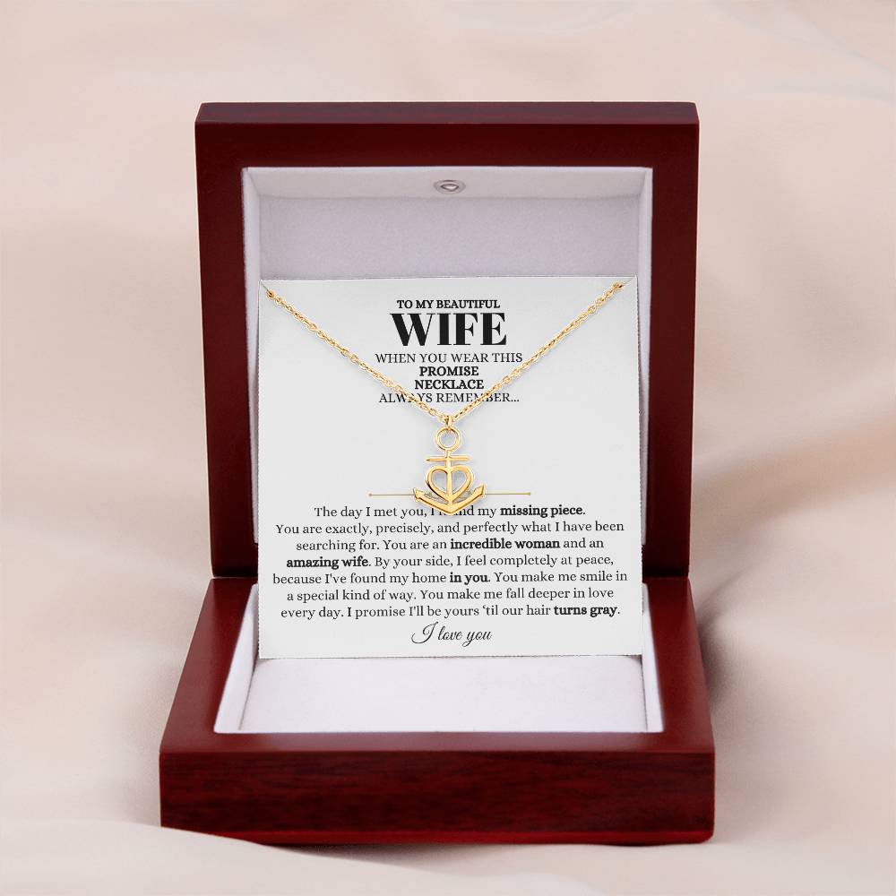 To My Wife Necklace - Perfect Gift from Husband for Birthday, Christmas & Valentine’s Day - Anchor Pendant Necklace