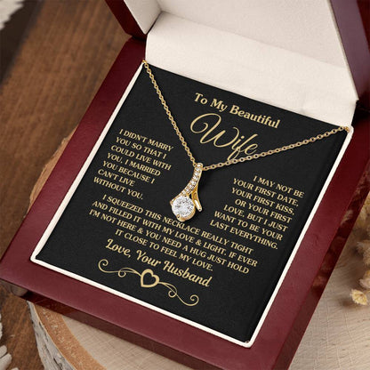 To My Beautiful Wife Necklace - Romantic Husband to Wife Jewelry for Birthday, Valentine’s Day & Special Celebrations - Alluring Beauty Necklace