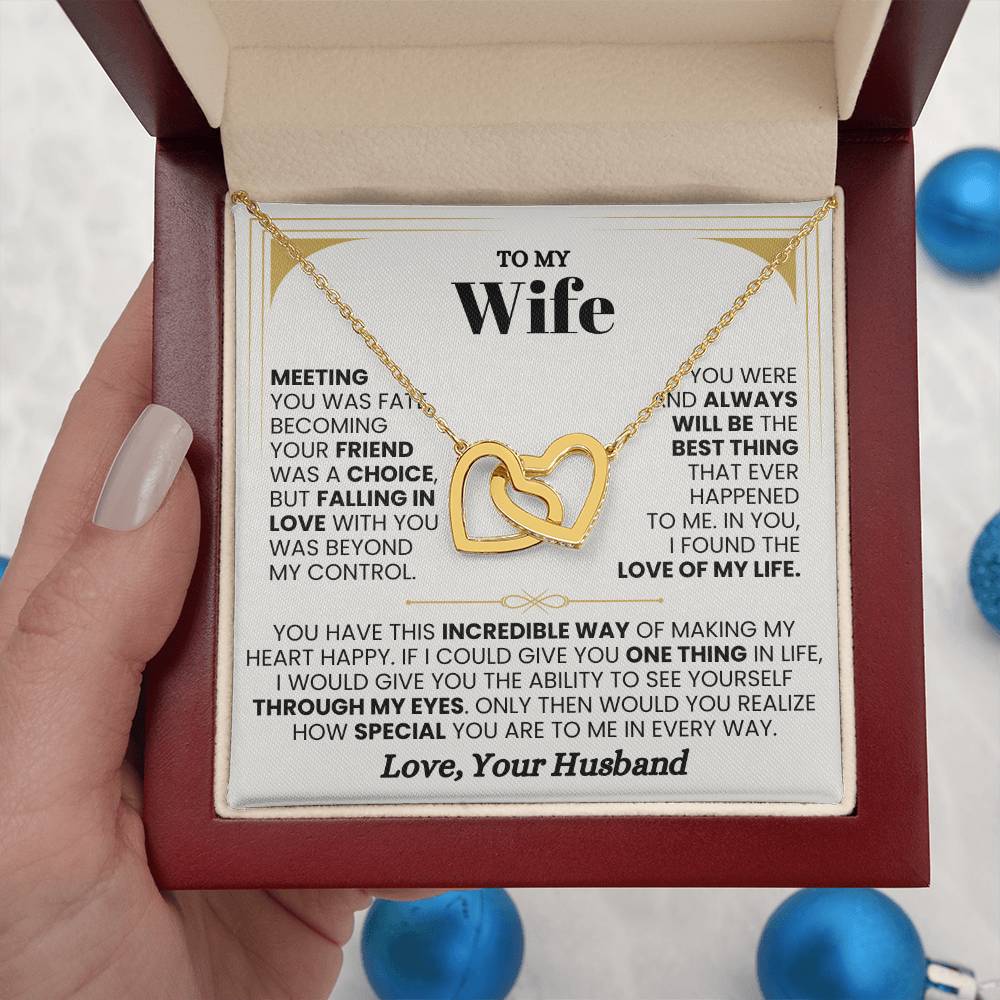 Anniversary & Valentine’s Day Gift for Wife - Emotional Jewelry from Husband - Interlocking Hearts Necklace