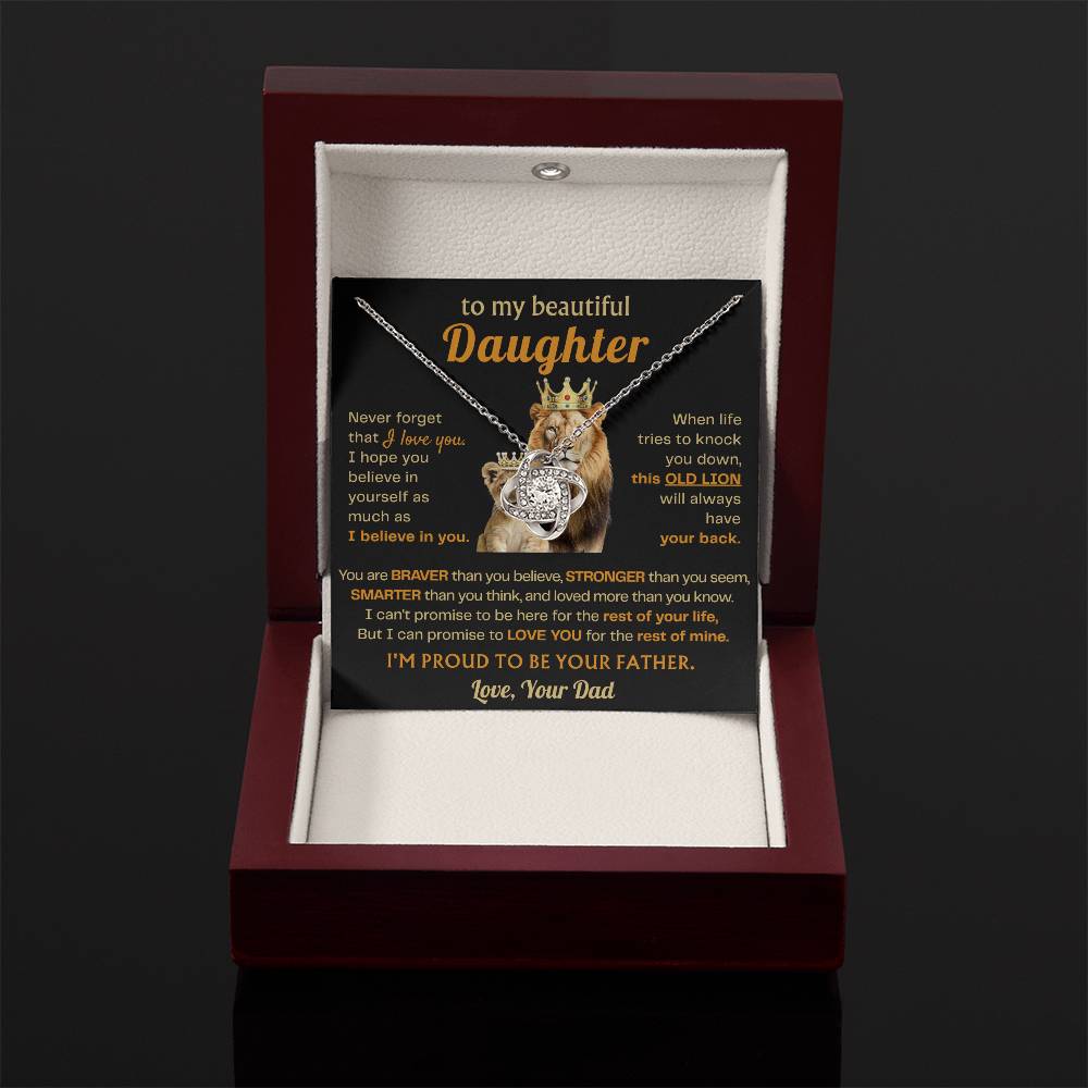 To My Daughter Necklace - Sentimental Surprise Gift from Dad - Love Knot Necklace