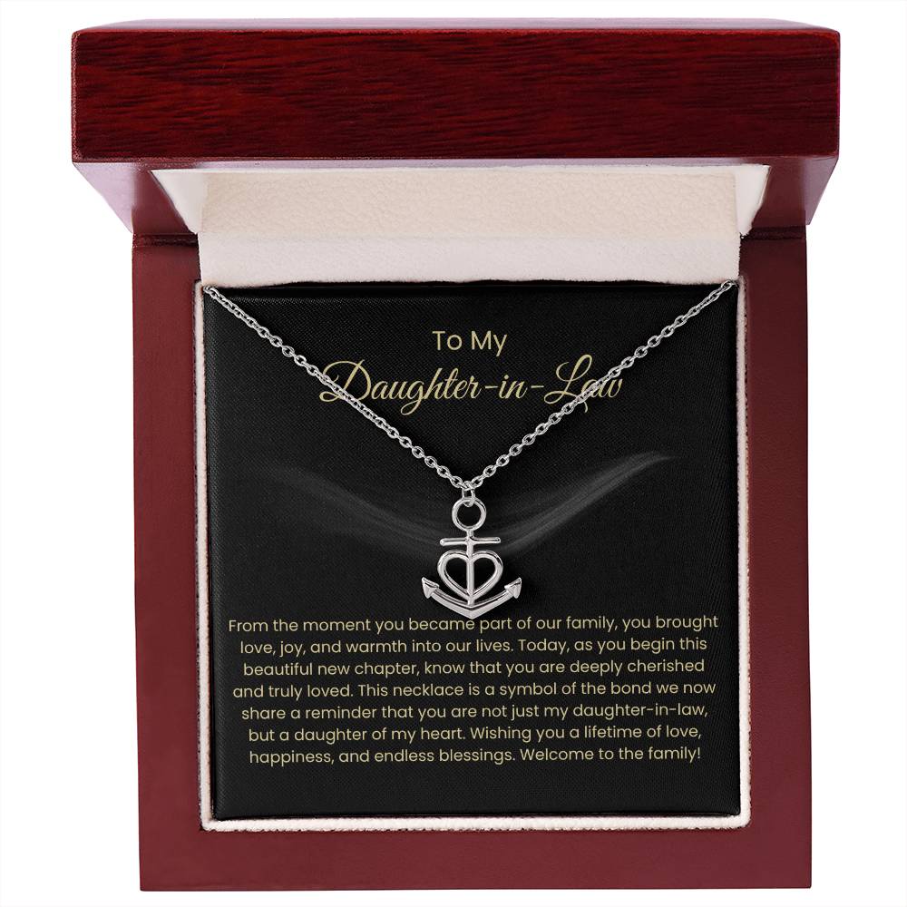 To My Daughter In Law - Anchor Pendant Necklace - Gift for Bonus Daughter