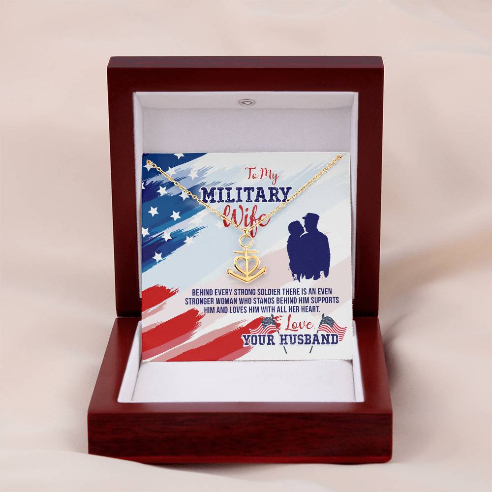 To My Military wife Gift from Husband - Anchor Pendant Necklace