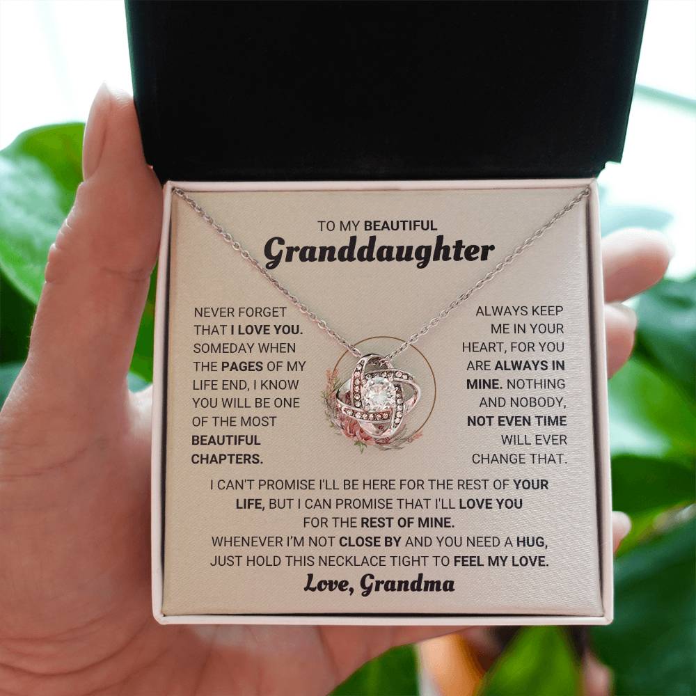 To My Granddaughter Necklace – Present from Grandma for Granddaughter – Love Knot Necklace