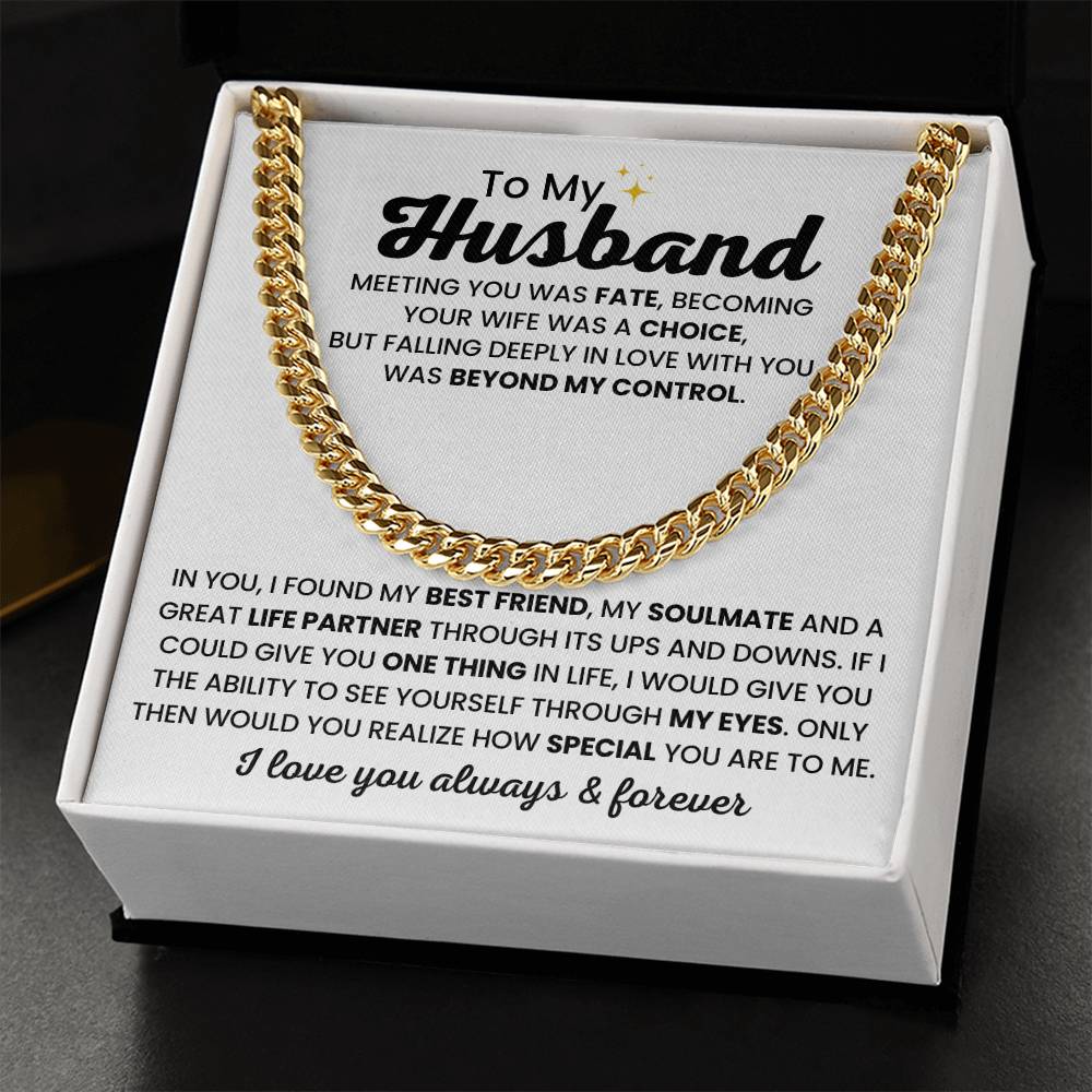 Cuban Link Chain for Husband - Meeting you was fate - Birthday, Anniversary Gift from Wife