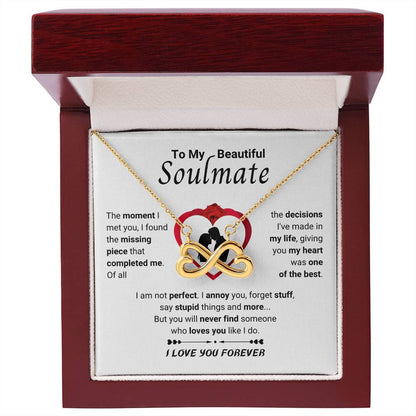 To My Beautiful Soulmate Necklace - Gift for Her for Birthday & Sweet Romantic Surprises - Endless Love Necklace