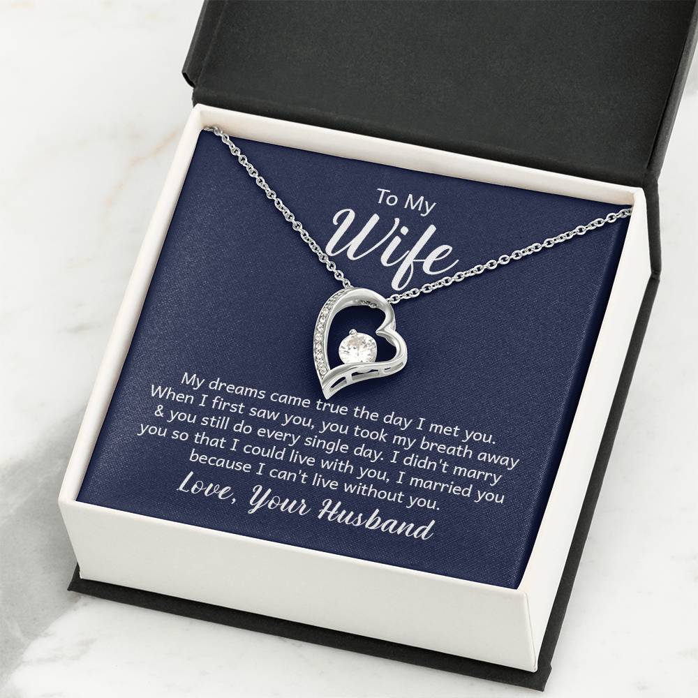 To My Wife Necklace - Romantic Anniversary & Valentine’s Day Jewelry Gift from Husband to Wife - Forever Love Necklace