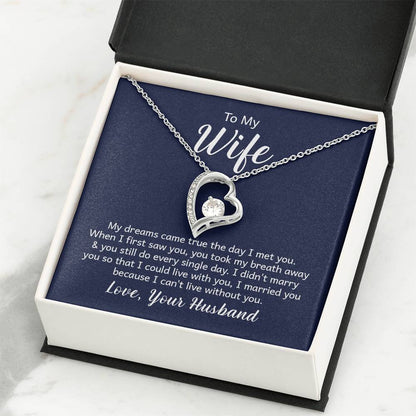 To My Wife Necklace - Romantic Anniversary & Valentine’s Day Jewelry Gift from Husband to Wife - Forever Love Necklace