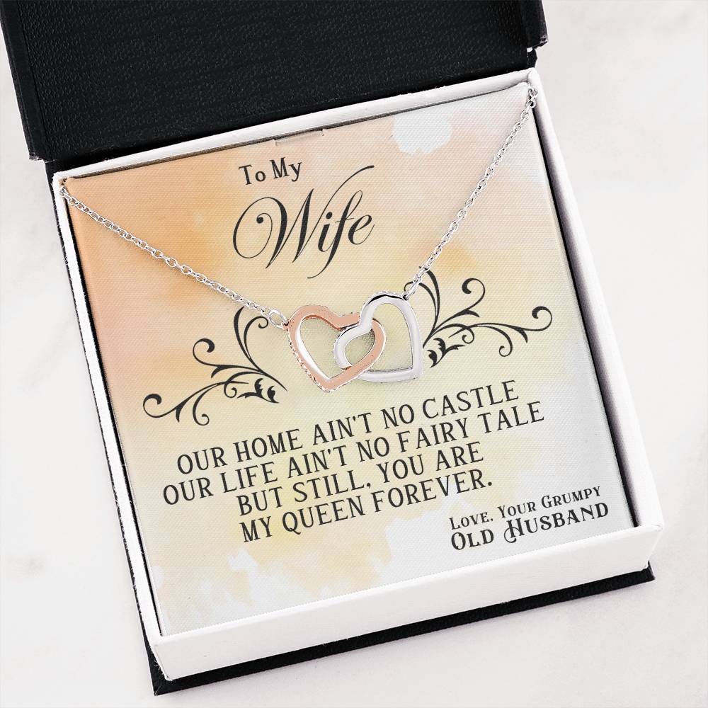 To My Wife Necklace - Romantic Gift for Anytime Love - Interlocking Hearts Necklace