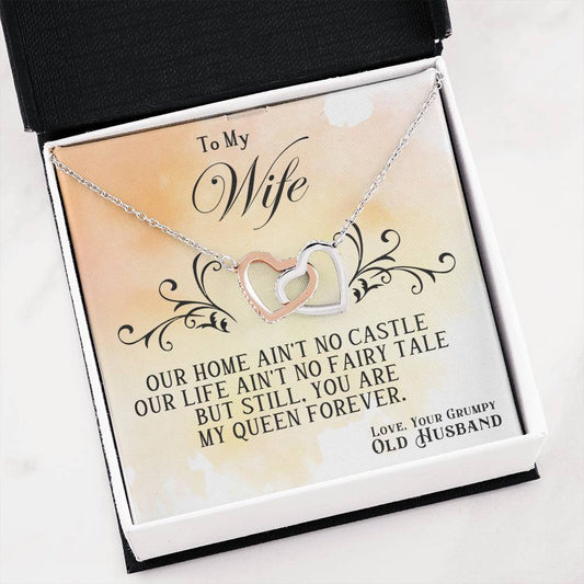 To My Wife Necklace - Romantic Gift for Anytime Love - Interlocking Hearts Necklace
