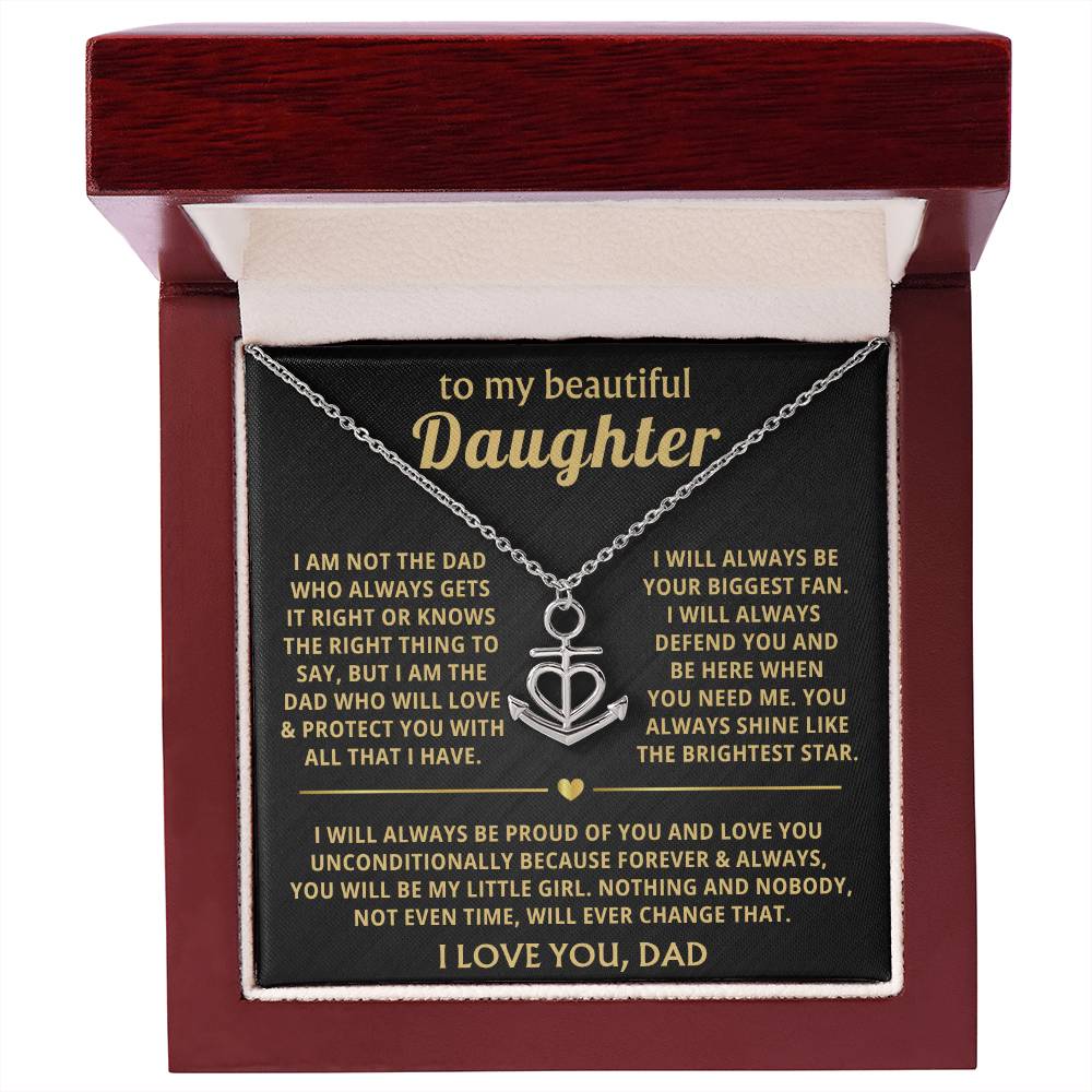 To My Daughter Necklace - Holiday Gift for Daughter from Dad - Anchor Pendant Necklace