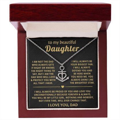To My Daughter Necklace - Holiday Gift for Daughter from Dad - Anchor Pendant Necklace