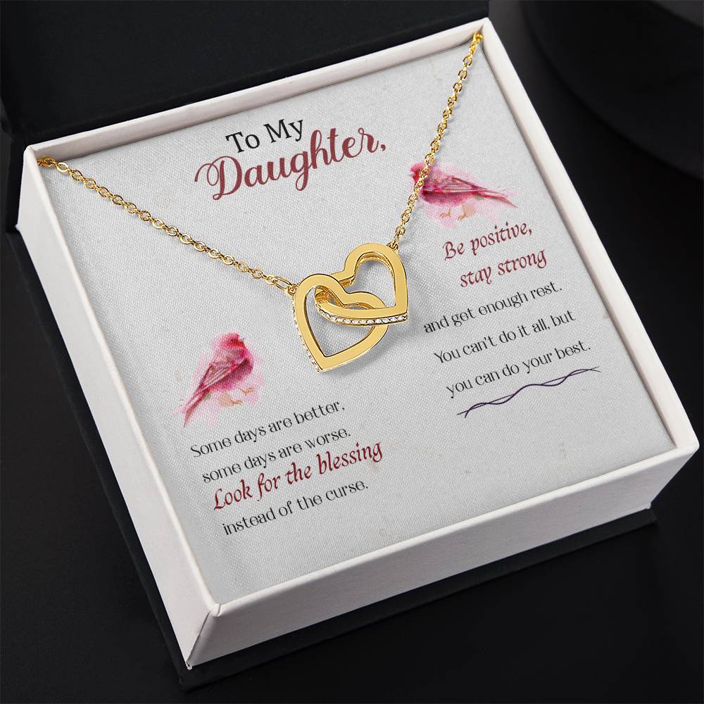 To My Daughter Necklace – Daughter Gift for Valentine’s and Graduation – Interlocking Hearts Necklace