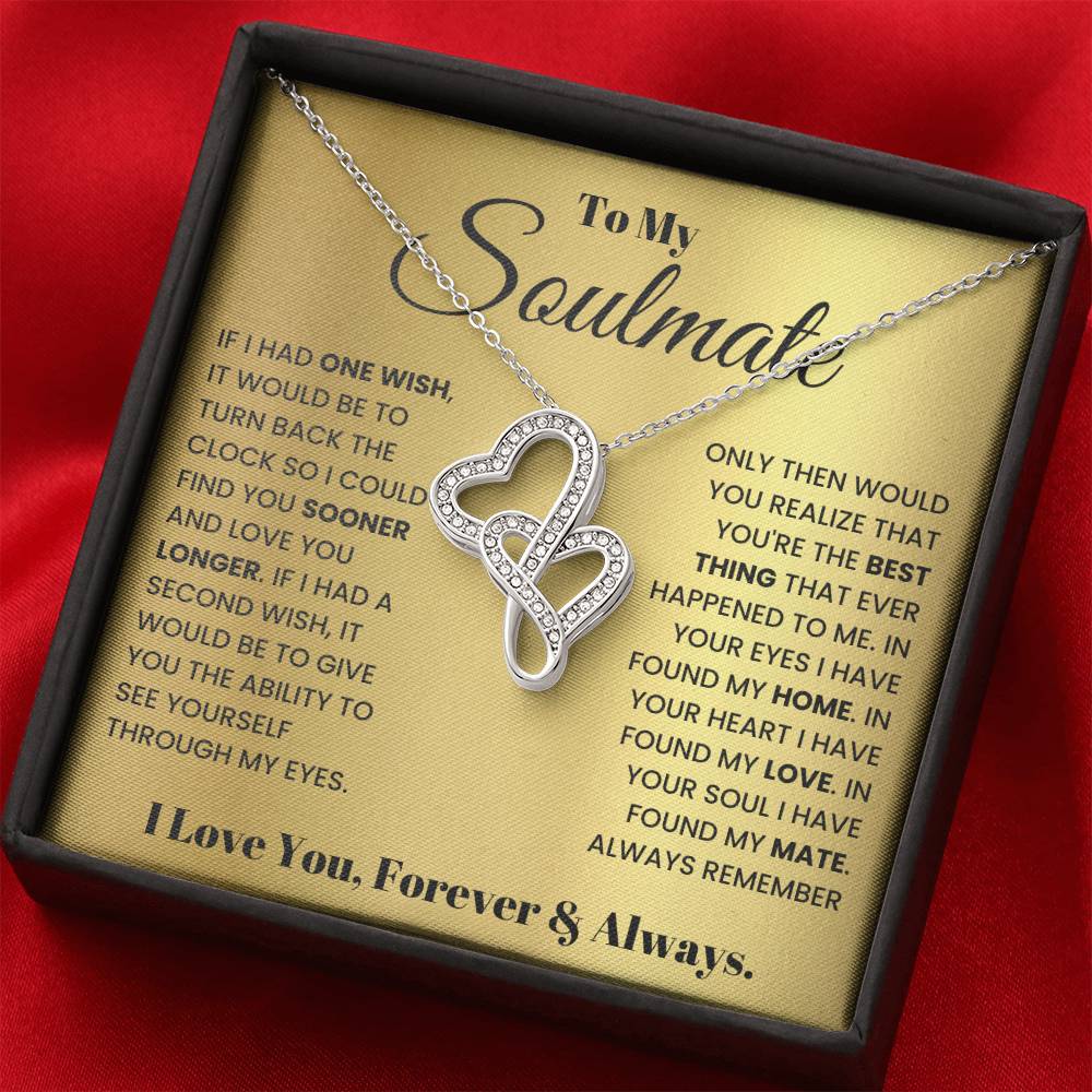 To My Soulmate Necklace - Romantic Gift for Special Occasions & Just Because Love - Heart-to-heart Pendant Necklace