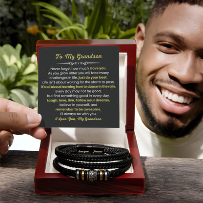 To My Grandson Bracelet - Gift for Grandson - It's all about learning how to dance in the rain - Love You Forever Bracelet