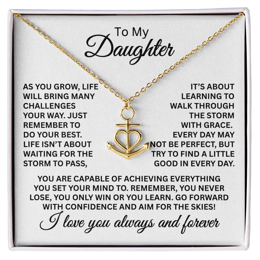 To My Daughter Necklace - I love you always and forever - Anchor Pendant Necklace