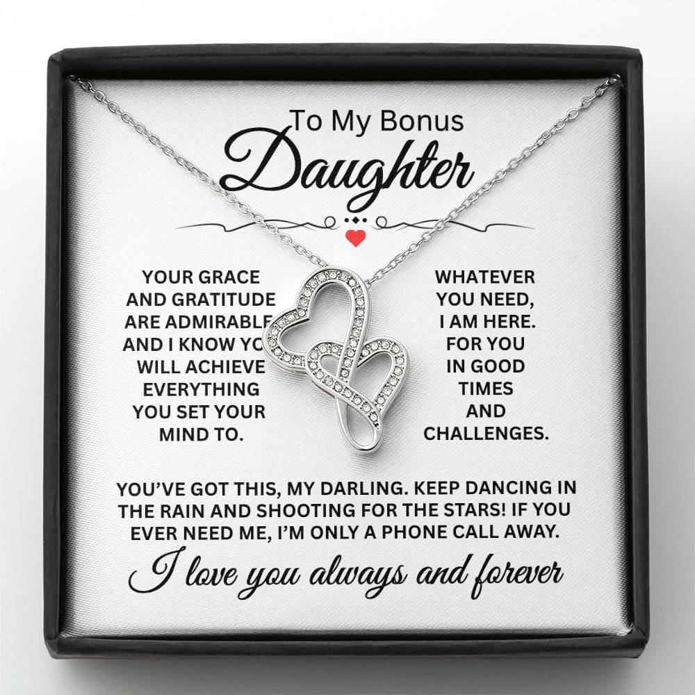 To My Daughter Necklace - I Promise To Love and Protect You - Heart-to-heart Pendant Necklace