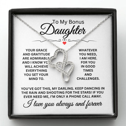 To My Daughter Necklace - I Promise To Love and Protect You - Heart-to-heart Pendant Necklace