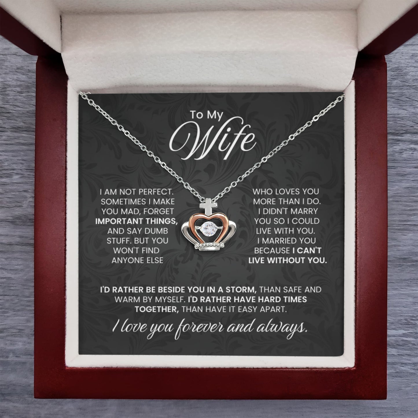 To My Wife Gift from Husband - Romantic Jewelry for Birthday & Anniversary Celebrations - Crown Pendant Necklace