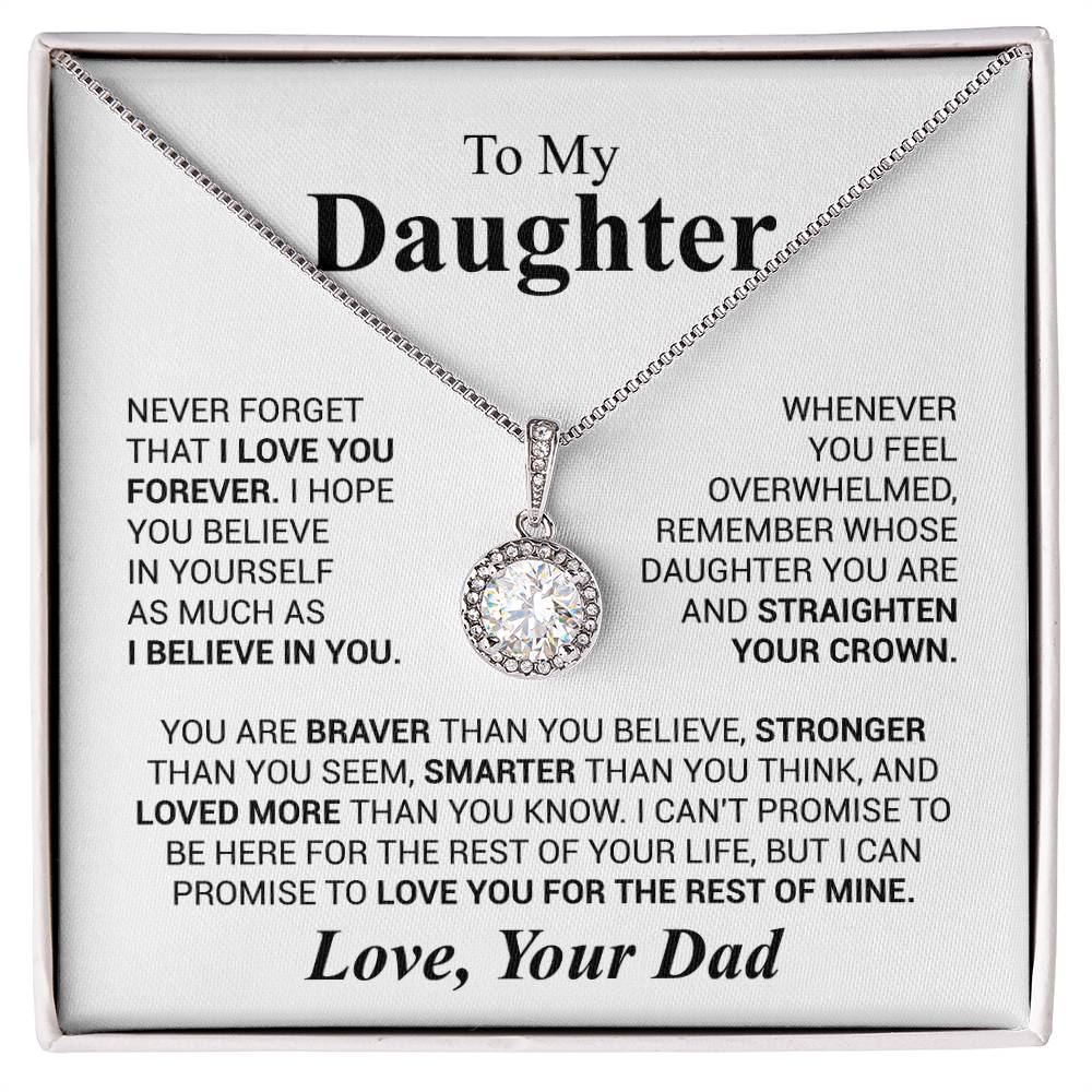 To My Daughter Necklace – Daughter Valentine Graduation Jewelry from Dad – Eternal Hope Necklace
