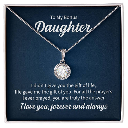 To My Bonus Daughter Necklace – Daughter Birthday Graduation Celebration Gift – Eternal Hope Necklace