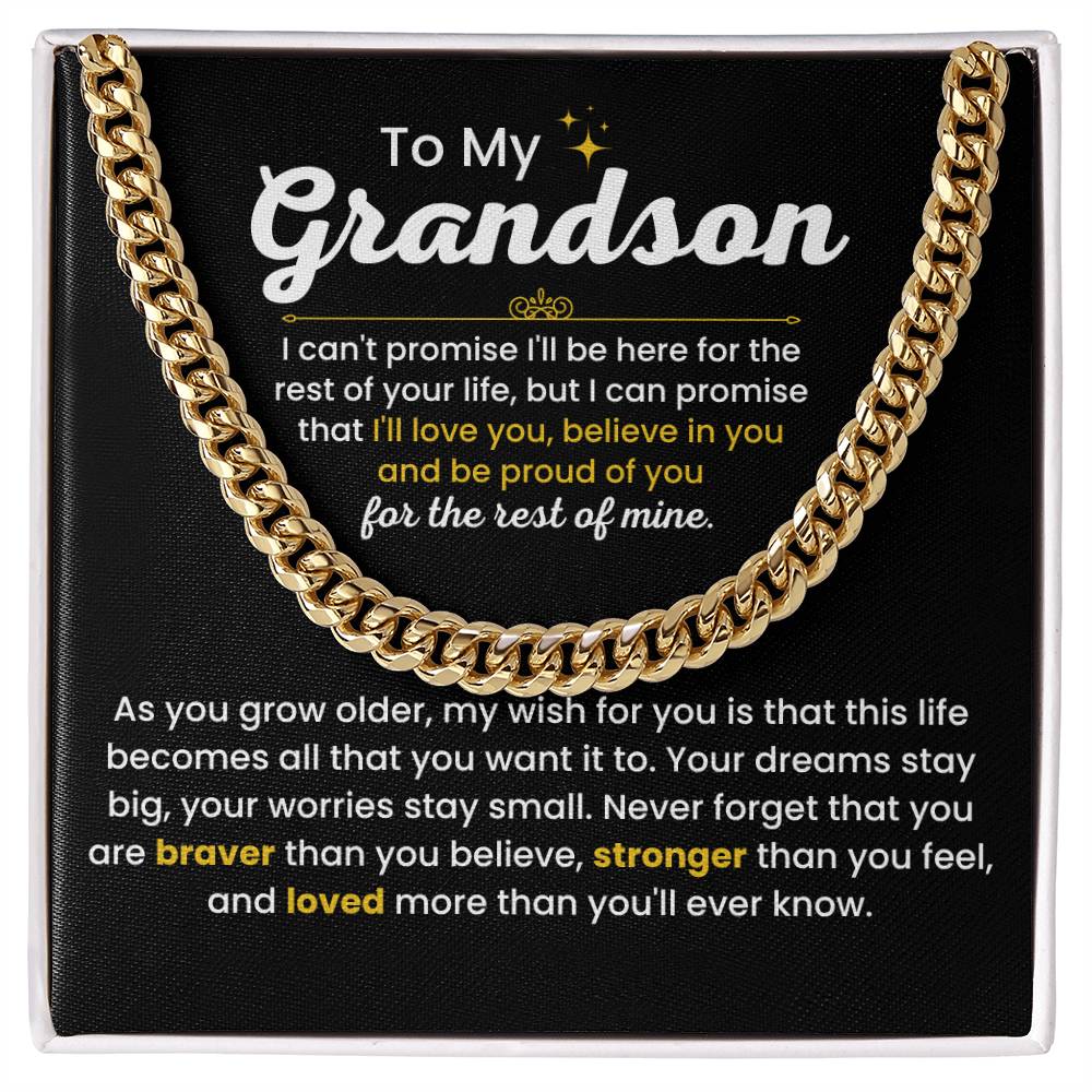 To My Grandson - I Believe in you - Chain Link Chain from Grandparents