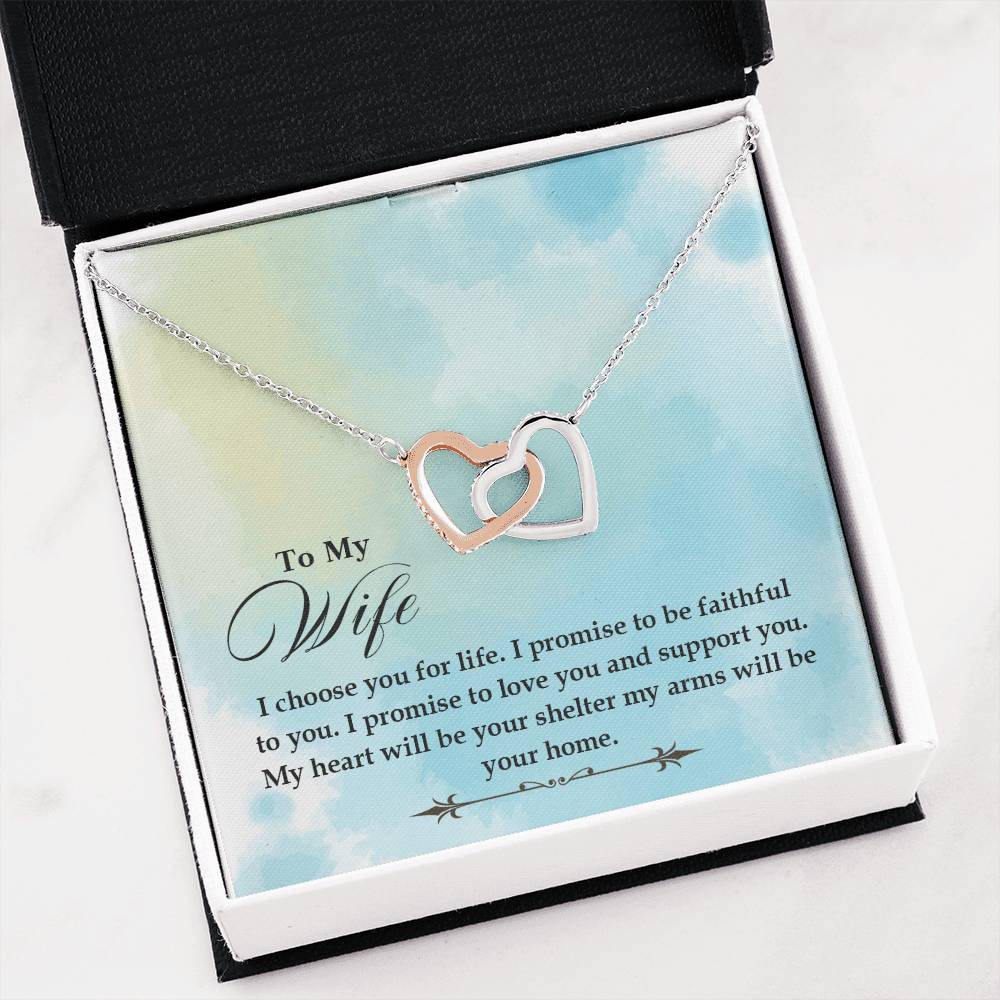 To My Beautiful Wife Necklace - Romantic Husband to Wife Jewelry for Birthday, Valentine’s Day & Special Celebrations - Interlocking Hearts Necklace