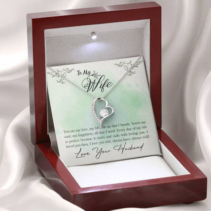 To My Wife Necklace - Romantic Keepsake Jewelry Gift from Husband for Special Days & Valentine’s Love - Forever Love Necklace