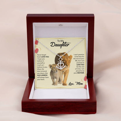 To My Daughter Necklace - Sentimental Jewelry Gift from Mom for Graduation & Life Achievements - Anchor Pendant Necklace