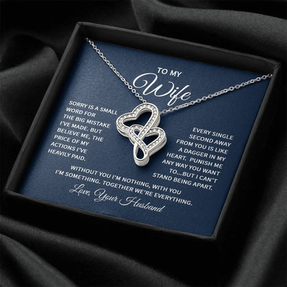 To My Wife Necklace - Perfect Romantic Surprise from Husband for Anniversary, Birthday & Valentine’s Day - Heart-to-heart Pendant Necklace
