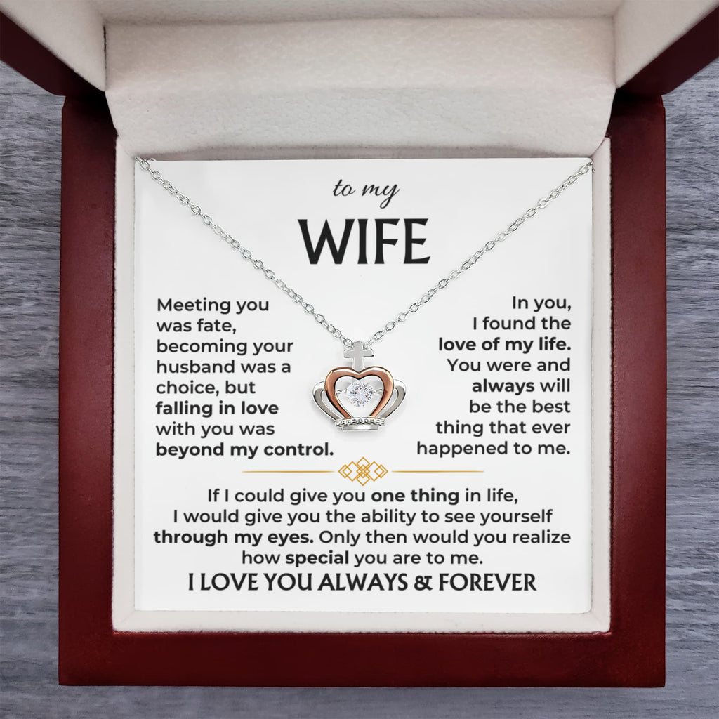 Love Gift for Wife from Husband - Sentimental Jewelry for Valentine’s Day, Anniversary, Birthday & Christmas - Crown Pendant Necklace