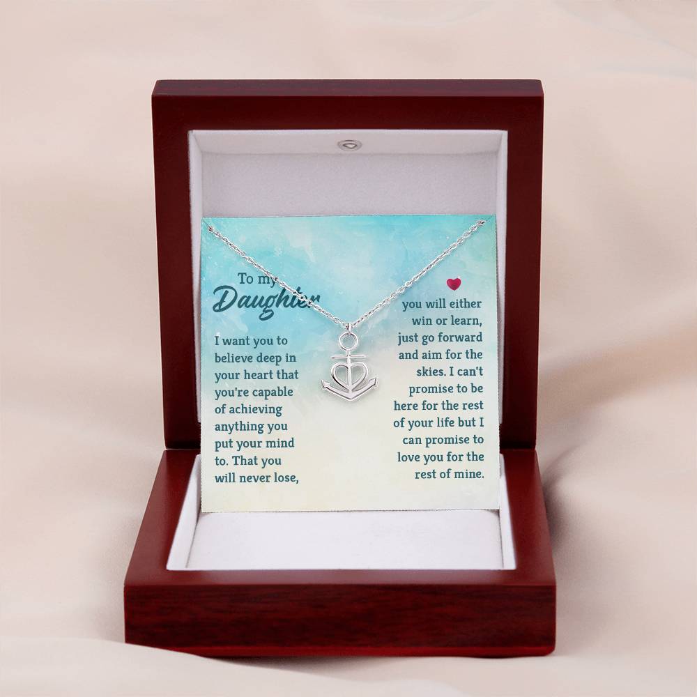 To My Bonus Daughter - Anchor Pendant Necklace for Birthday, Graduation and Christmas