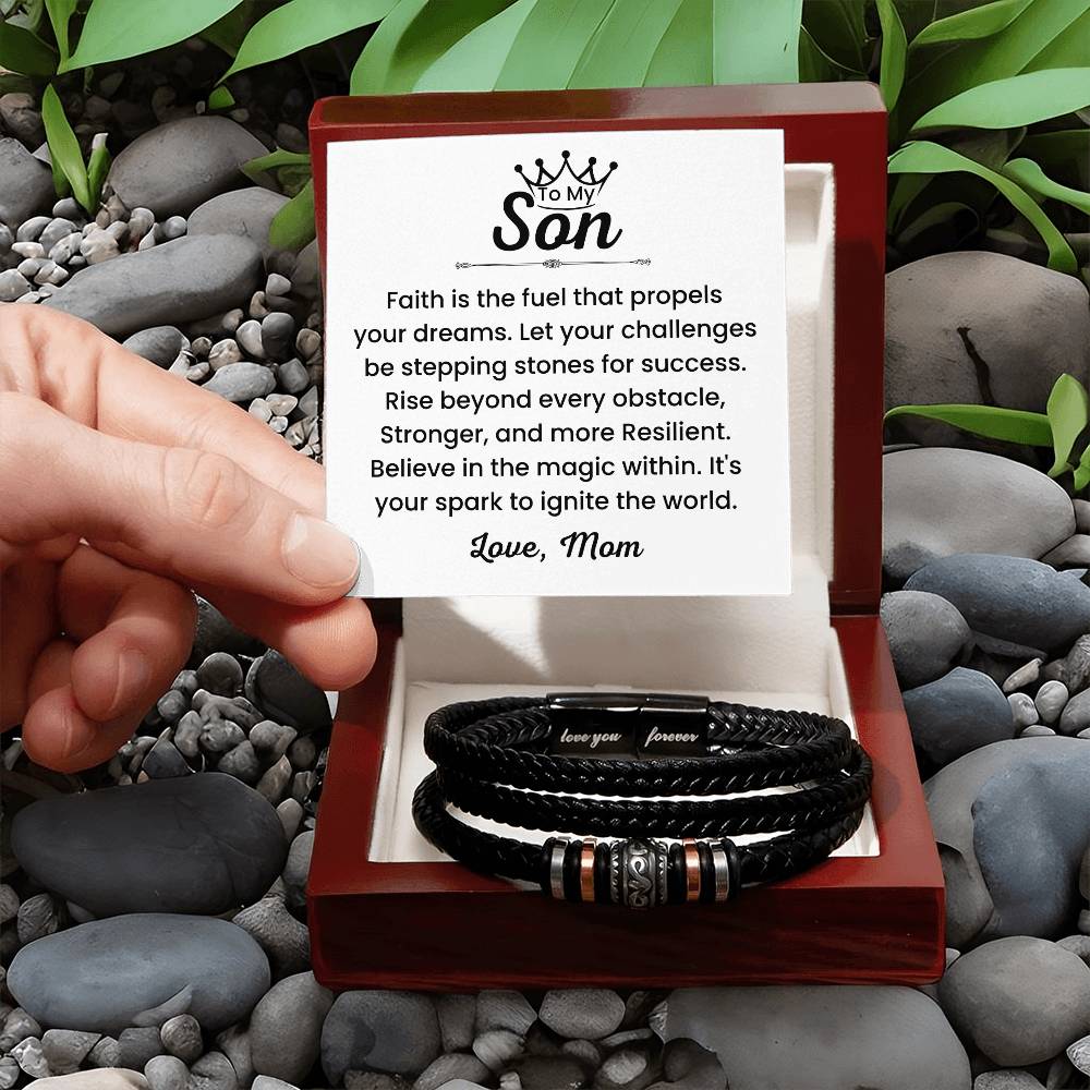 Mom Gift to Son – Birthday, Graduation, Holiday – Love You Forever Bracelet