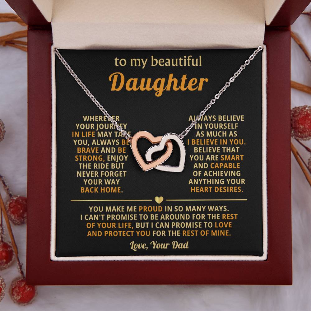 To My Daughter Necklace - You make me proud in so many ways - Daughter Present from Dad - Interlocking Hearts Necklace