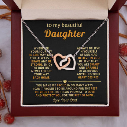 To My Daughter Necklace - You make me proud in so many ways - Daughter Present from Dad - Interlocking Hearts Necklace