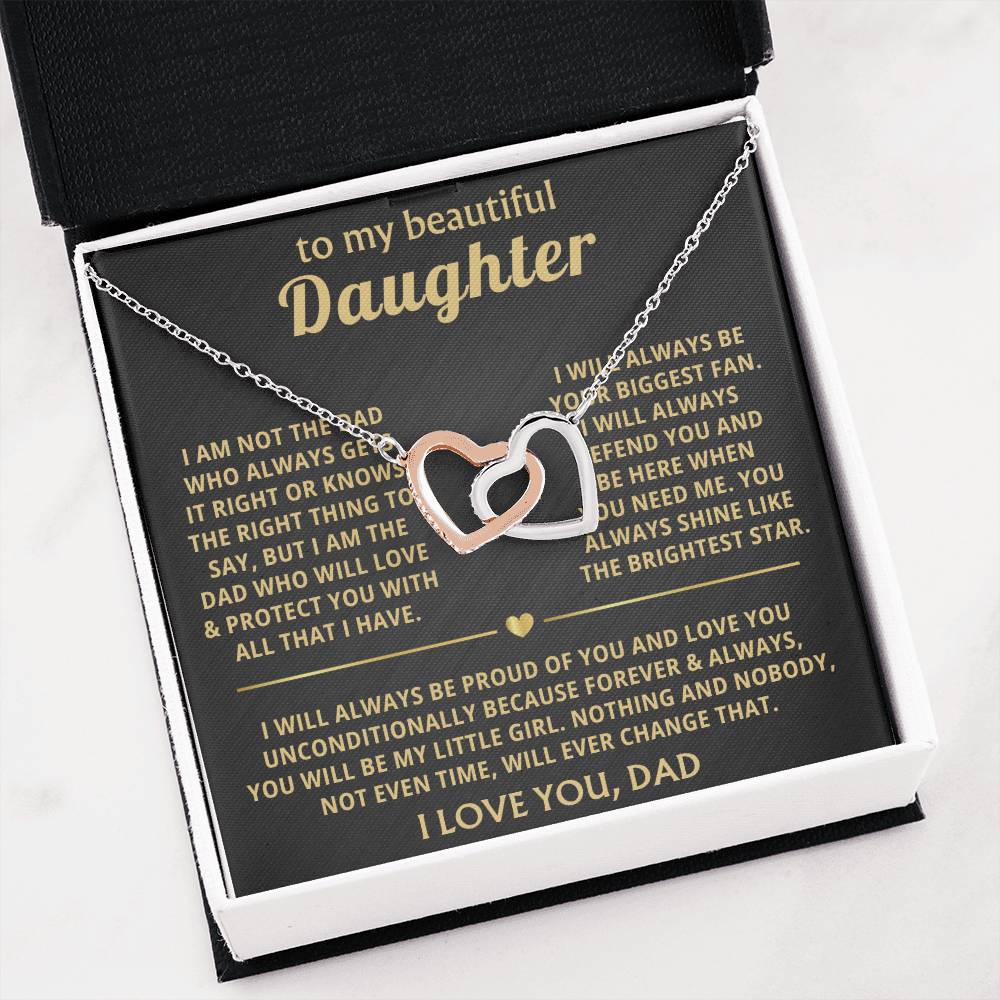 To My Daughter Necklace - Best Gift for Daughter from Dad - Interlocking Hearts Necklace