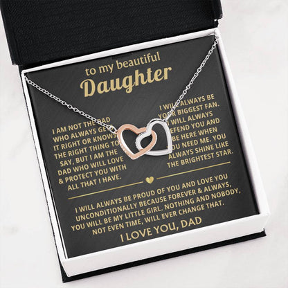 To My Daughter Necklace - Best Gift for Daughter from Dad - Interlocking Hearts Necklace