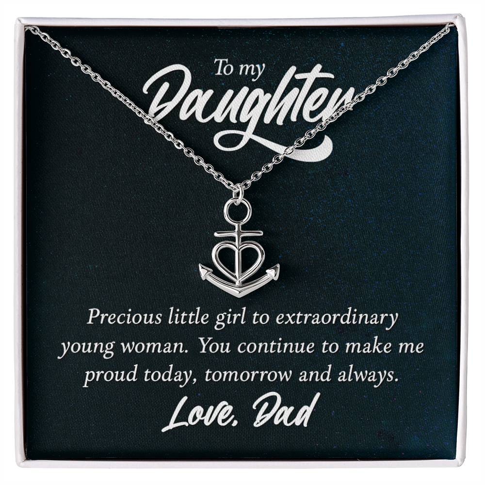 To My Daughter Necklace - Emotional Jewelry from Dad to Celebrate Love Every Day & Always - Anchor Pendant Necklace