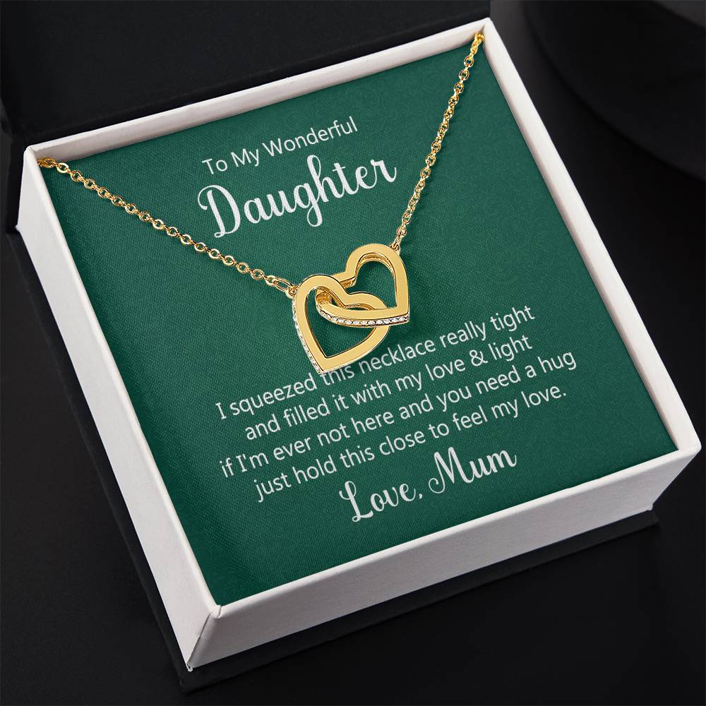To My Daughter Necklace - Feel My Love - Mum to Daughter Gift - Interlocking Hearts Necklace