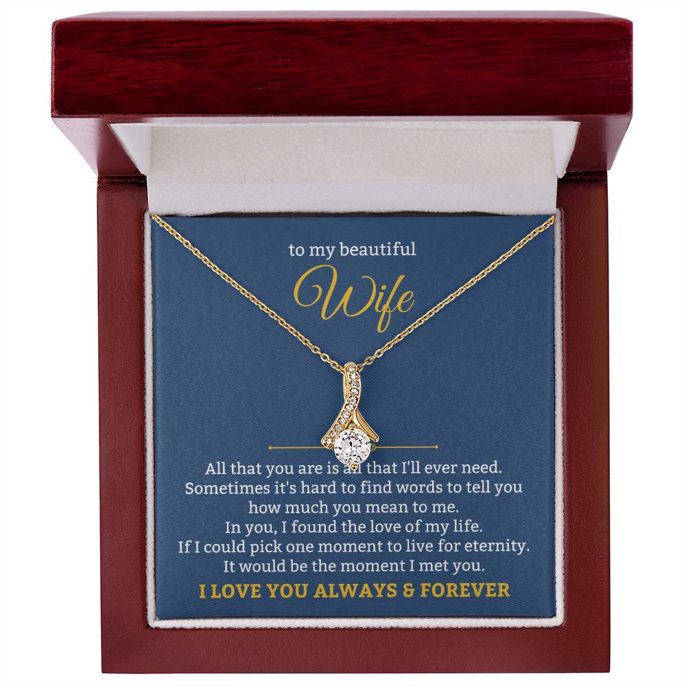 To My Beautiful Wife Necklace - Unforgettable Husband Gift, Emotional Jewelry for Anniversary & Valentine’s Day - Alluring Beauty Necklace