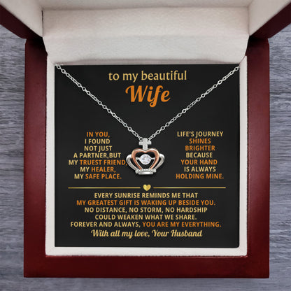 Wife Birthday Gift from Husband - Romantic Jewelry for Valentine’s Day & Anniversaries - Crown Pendant Necklace