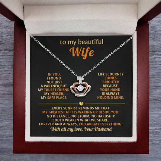 Wife Birthday Gift from Husband - Romantic Jewelry for Valentine’s Day & Anniversaries - Crown Pendant Necklace