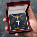 To Our Grandson - Grandson Gift from Grandma and Grandpa - Artisan Cross with Cuban Link Chain
