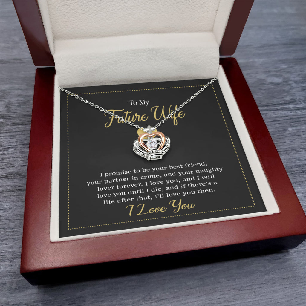 Future Wife Necklace - Romantic Jewelry Gift for Girlfriend for Valentine’s Day, Birthday & Proposal Celebrations - Crown Pendant Necklace