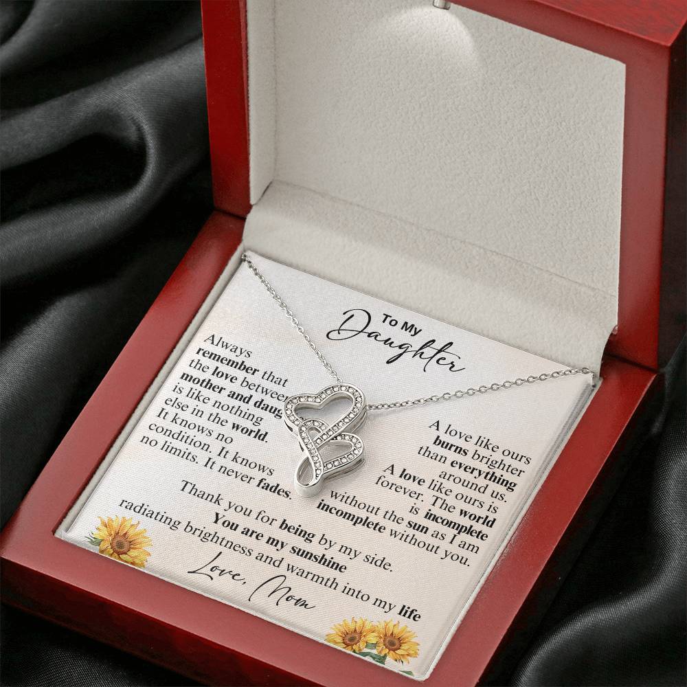 To My Daughter - Thank you for being by my side -  Heart-to-heart Pendant Necklace from Mom