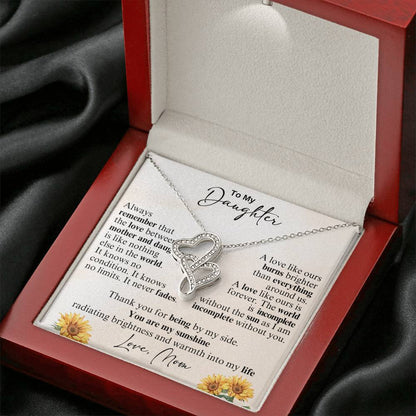 To My Daughter - Thank you for being by my side -  Heart-to-heart Pendant Necklace from Mom