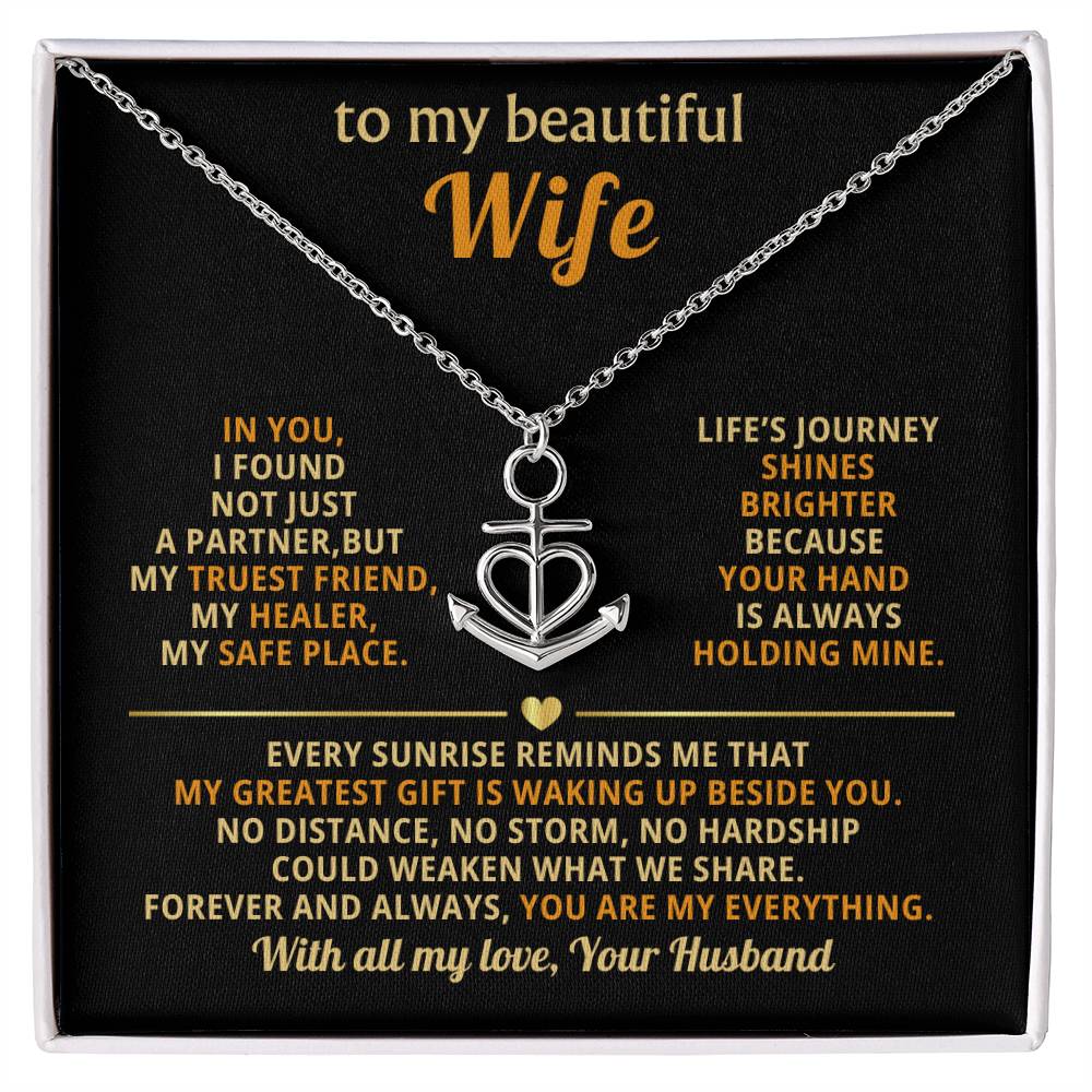 Wife Birthday Gift from Husband - Romantic Jewelry for Valentine’s Day & Anniversaries - Anchor Pendant Necklace