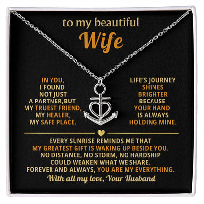 Wife Birthday Gift from Husband - Romantic Jewelry for Valentine’s Day & Anniversaries - Anchor Pendant Necklace